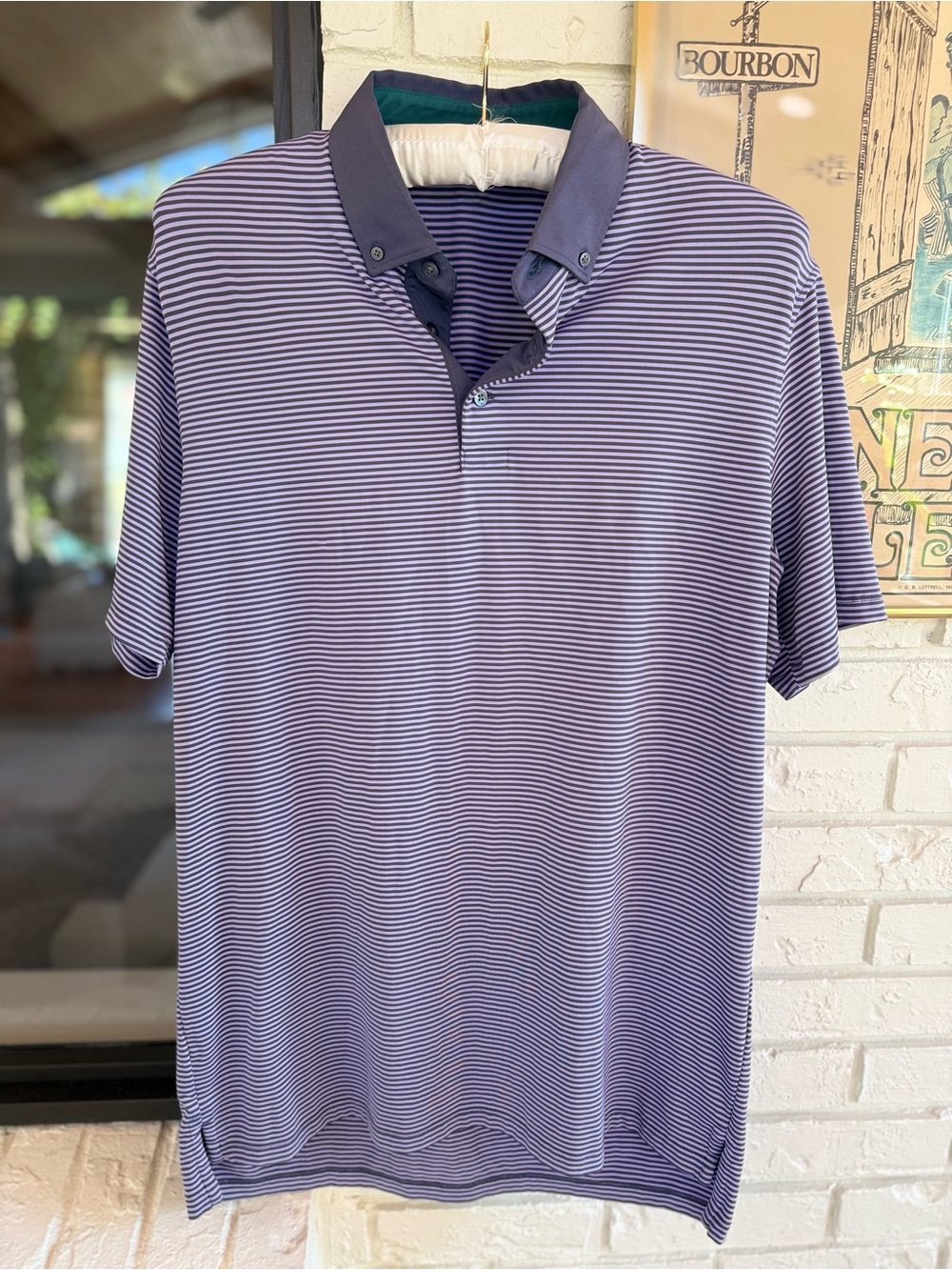 Greyson Purple Striped Short-Sleeve Polo